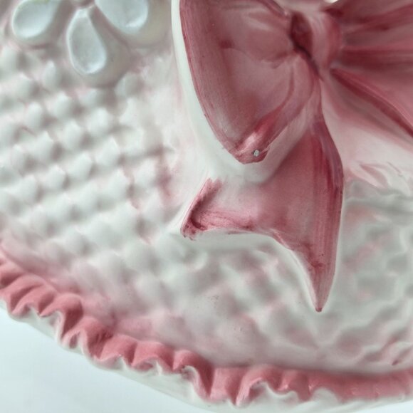 Napco C-7707 Baby Shoe Planter Ceramic Pink White Pastel 1950s Cottage Core - Picture 10 of 10